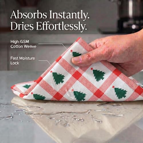 Kitchen Towel Cotton Dish Towel 20”x30” (20" x 30" (Set of 6) / 077 Christmas Tree)