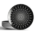 8 Inch Salad Plates Set of 6 (Black plates with white Grid / 8 inch)