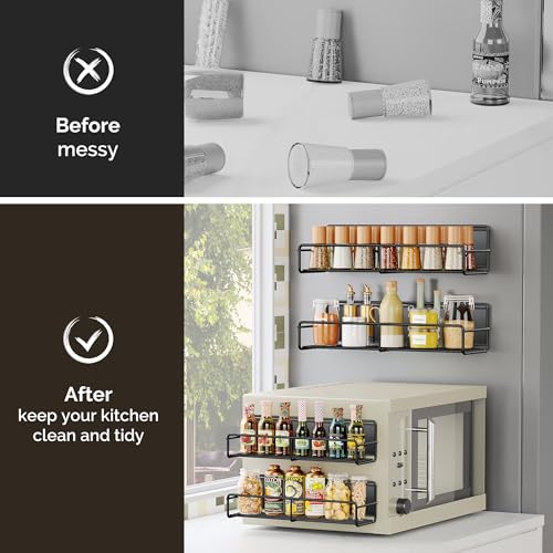 3 Pack Magnetic Spice Rack Organizer (3 Pack - Standard / Matt Black)