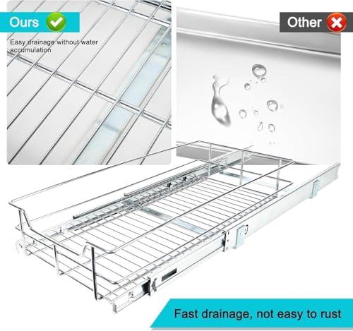 Pull Out Cabinet Organizer 9" W X 17" D (1 Tier - Chrome-Plated / 9" W X 17" D)