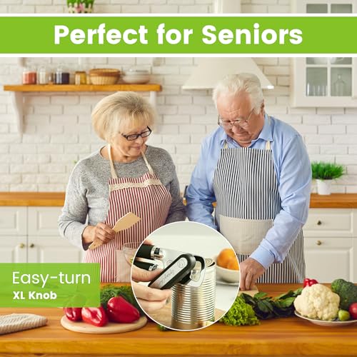 Stainless Steel Manual Can Opener with Soft Grip Handles (Black)