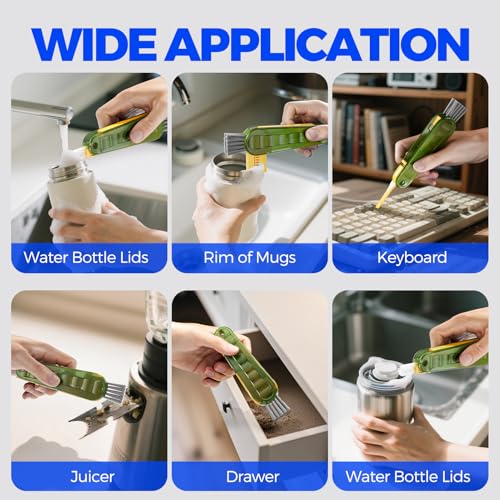 6 Pack 4 in 1 Cup Lid Cleaning Brush 3 Straws Bottle Brush (Olive)
