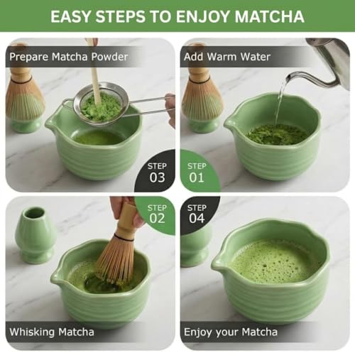 8PCS Matcha Whisk Set with Ceramic Bowl