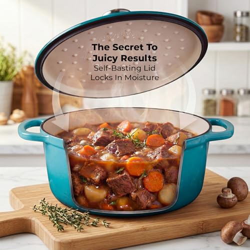 7.7 Quart Enameled Cast Iron Dutch Oven Pot with Lid (Light Blue / 7.7 Quart)