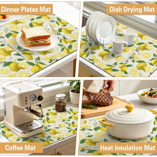 Kitchen Countertop Dish Drying Mat (Lemon-2 / 23" x 15")