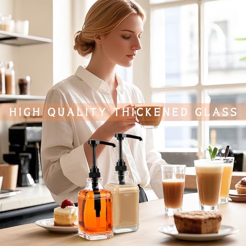 16 oz 4 Pack Glass Coffee Syrup Dispenser with 1 (Black Pump-4 Pack)