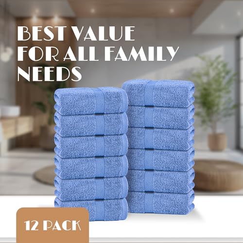 Wealuxe Light Blue Washcloths (Light Blue / Washcloth 12-Pack)