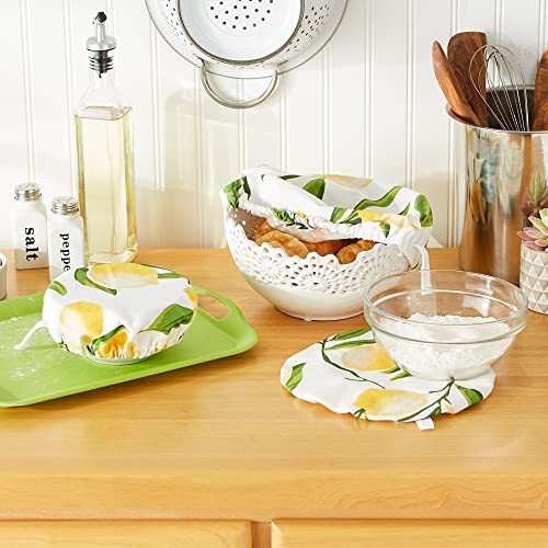 Reusable Cloth Bowl Cover Collection Machine Washable (Lemon Bliss Print / 10.25"/8.25"/7.5" Diameter)