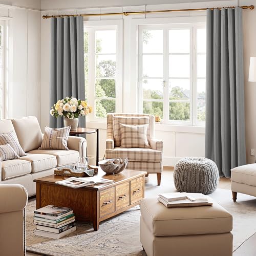 Grey Linen Blackout Curtains for Sliding Glass Door (Z - Grey / 52"W x 96"L (Pack of 2))