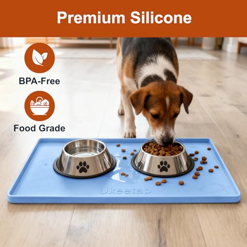 19" x 12" Extra Thick Silicone Mat Waterproof with Raised Edge (Blue / 19"L x 12"W)