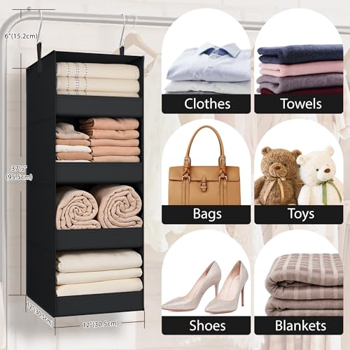 4 Shelf Hanging Organizer (4-shelf Black / 1-Pack)