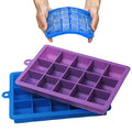 Silicone Square Ice Cube Trays with Lids 2 Pack (2 SET SKY Purple (15 Cube))