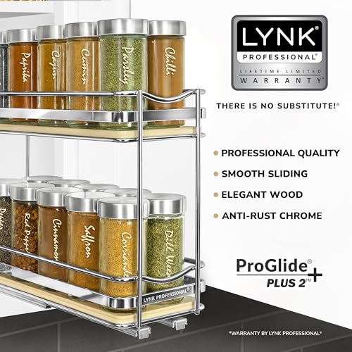 lite™ Pull Out Spice Organization for Cabinets (Wood / 4-1/4" - 2 Tier)