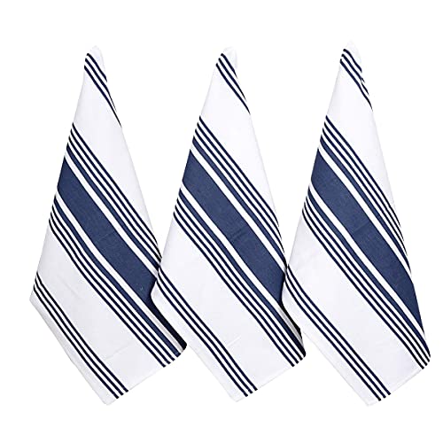 Kitchen Towels Cotton Dish Towels 20”x30” (20" x 30" (Set of 3) / 001 Indigo Blue/White)