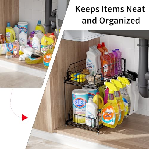 Under Sink Organizers and Storage 2 Pack (10.3"W x 15.6"H Wider 2 Pack)