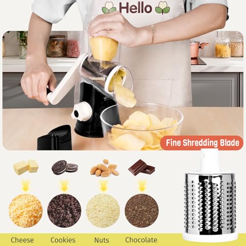 Rotary Cheese Grater for Kitchen (3 blades / Black)