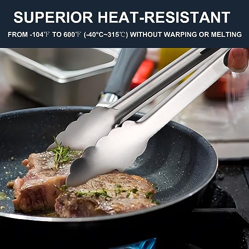3 Pack 7" Mini Stainless Steel Locking Tongs (7 Inch / 3 Pcs Stainless Steel - Grey, Black, White)