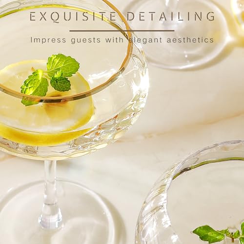 Coupe Glasses Set of 4 (Coupe Glasses - Gold Rim)