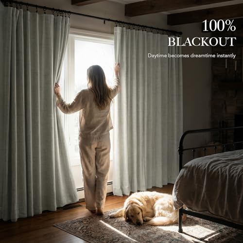 Ivory White 100% Blackout Curtains for Bedroom (Ivory White / 52"W x 108"L (Pack of 2))