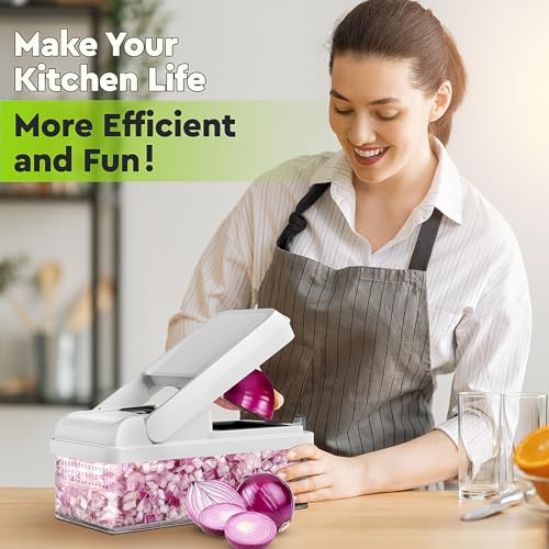 12-in-1 Vegetable Chopper, Food Veggie Chopper With Container (Black / 7 blades)