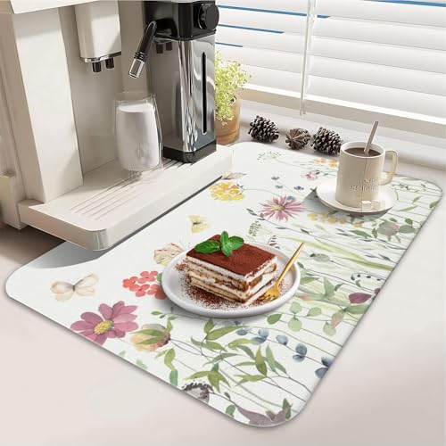 Dish Drying Mat 2 (Butterflies and Flowers / 2-Pack)