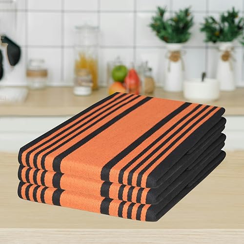 Kitchen Towels Cotton Dish Towels 20”x30” (20" x 30" (Set of 3) / 149 Orange/Black)