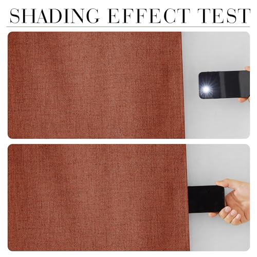 100% Blackout Linen Textured Curtains 84 Inch Long for Nursery (Terracotta / 52"W x 84"L (Pack of 2))