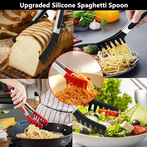 Upgraded 12inch Silicone Spaghetti Spoon & Pasta Tong