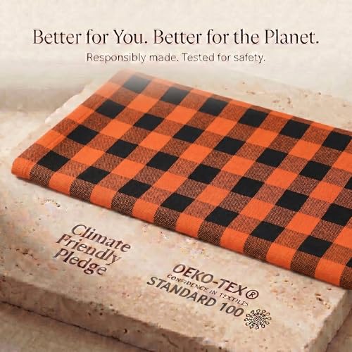 Kitchen Towels Cotton Dish Towels 20”x30” (20" x 30" (Set of 6) / 149 Orange/Black - Check)