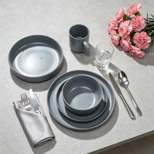 HomeVSS 20 Piece Dinnerware Set (Service for 4 - 20pc Set / Matte Grey)
