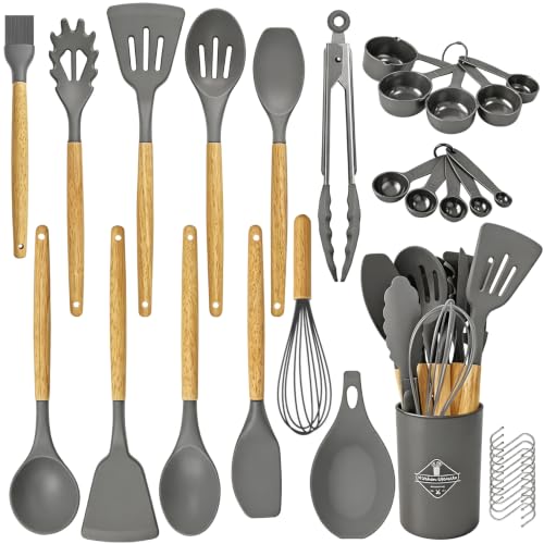 33 Pcs Silicone Kitchen Cooking Utensils Set (Gray)