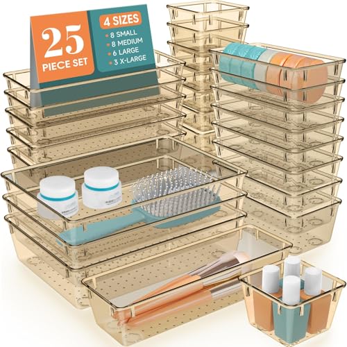 25 PCS Drawer Organizer Set (Champagne / 25 PCS)