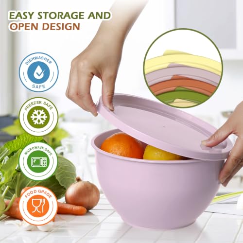 Plastic Mixing Bowls with Lids Set for Kitchen (Yellow)