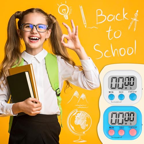 Classroom Timer for Kids Teachers 4 Pack Digital Timers Blue White (White & Blue)