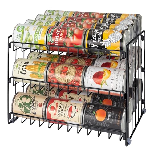 3 Tier Can Storage Organizer Rack in Black (Black / 14.5 x 11.5 x 11 inches)