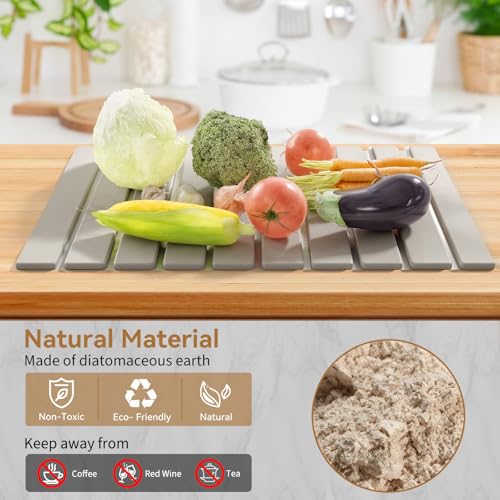 Stone Dish Drying Mat for Kitchen Counter 23.6 x 15.3 In Light Gray (Light Gray / 23.6" x 15.3")