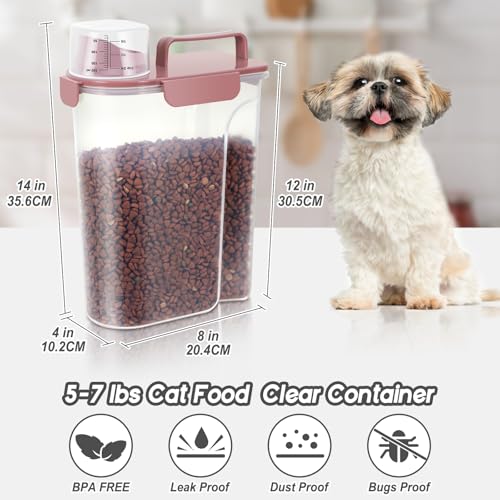 5Lbs Airtight Pet Storage Container For Cat Dog Bird Food and Keep Fresh (Rose pink / 5L-2pack)