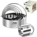 Biscuit Cutter Set for baking 2inch 2.5inch 3inch 3.5inch 4inch 5inch large size Round Metal Baking Rings with handle for Pastry (6pcs with Handle(2-5in))