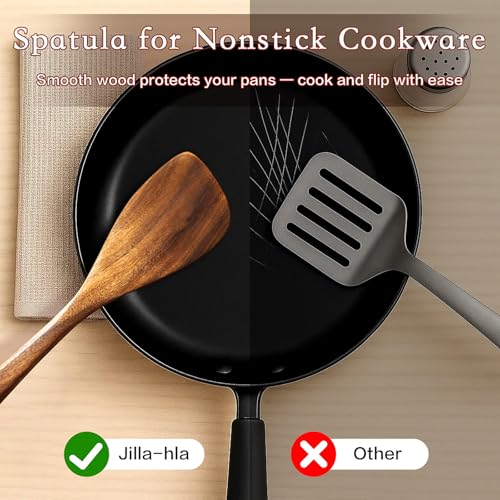 Wooden Spatula Nonstick Turner Acacia Wood (11.5 Inch / Dark Brown)