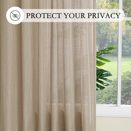 108 Inches Long Taupe Sheer Curtains for Living Room 2 Panel Sets Light Filtering Window Drapes for Sliding Door Back Tab Draperies Floor to Ceiling Curtains Soft (50"W x 108"L (Pack of 2) / Taupe-new)