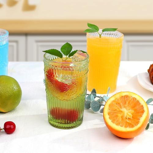6pcs Vintage Drinking Glasses Set (Green)