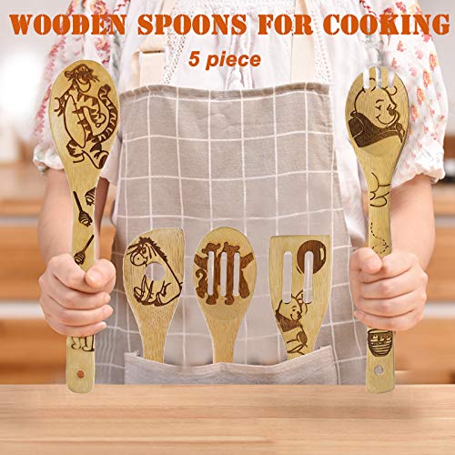 Wooden Spoons for Cooking Set of 5 (Winnie Bear)