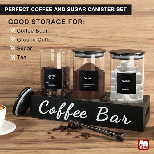 Coffee Tea Sugar Container Set (Black)