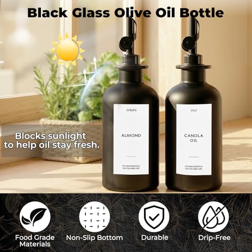 3PCS Olive Oil Dispenser Bottle For Kitchen (Black)