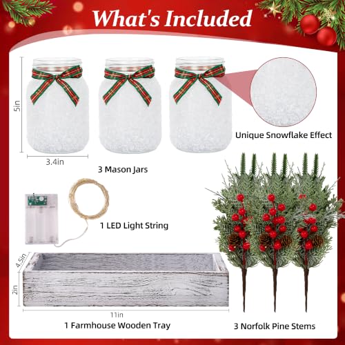 Mason Jar Christmas Centerpieces for Tables (Snowflake)
