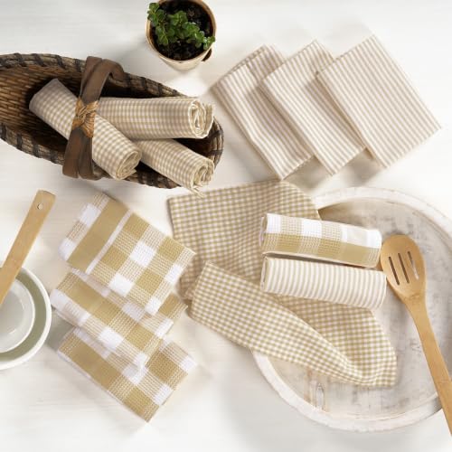 100% Cotton Kitchen Dish Cloths (12"x12" - 12 Pack / 03: Beige)