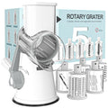 Rotary Cheese Grater Hand Crank Cheese Shredder for Fresh Cheese (5 BLADES / White)