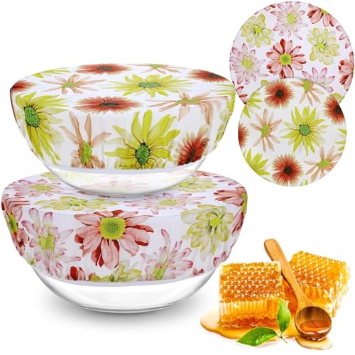 2 Large Reusable Beeswax Bowl Covers for Bread Proofing (Daisy)