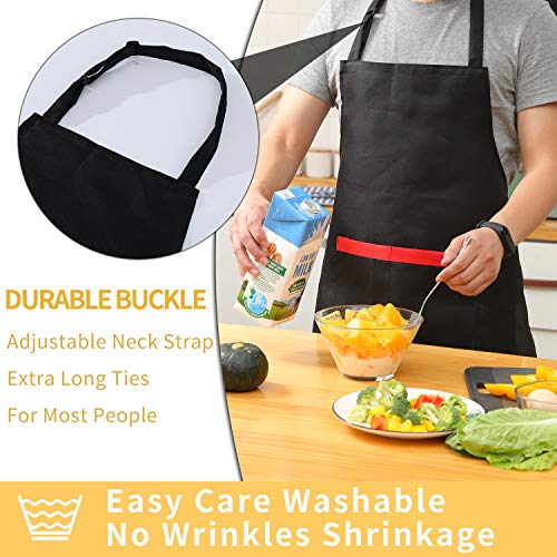 2 Pack Adjustable Bib Apron with 2 Pockets (Black)