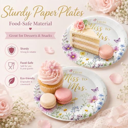 50 Pack Miss to Mrs Paper Plates 7 Inch